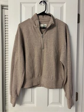 Anthropologie Daily Practice Half-Zip Pullover Sweater in Taupe Sz Medium